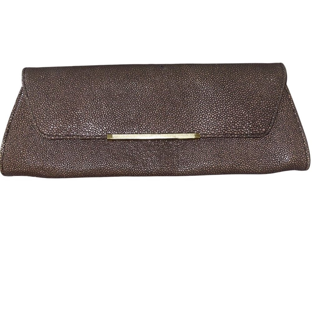 Abas Vintage Womens Clutch Bag Brown Stingray Foldover Envelope Style